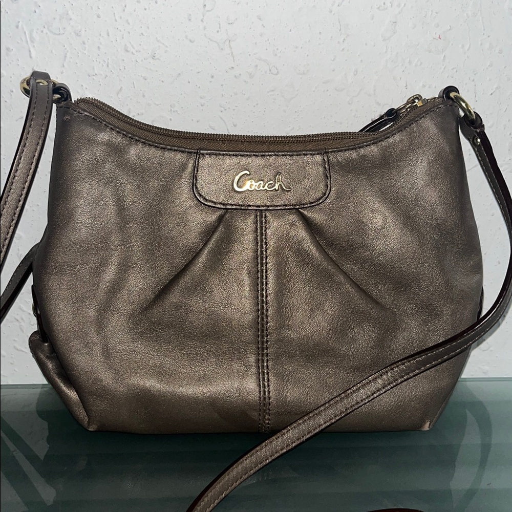 Coach Ashley Metallic Bronze Leather Shoulder Crossbody Bag Y2K